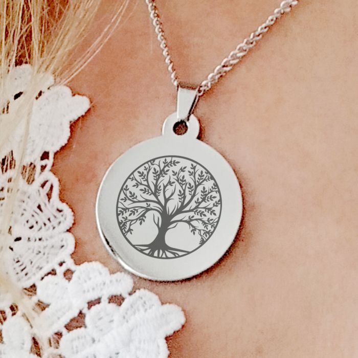1 Superbe Pendentif Porte-Photo Métal Argenté Gravé Rond #1103