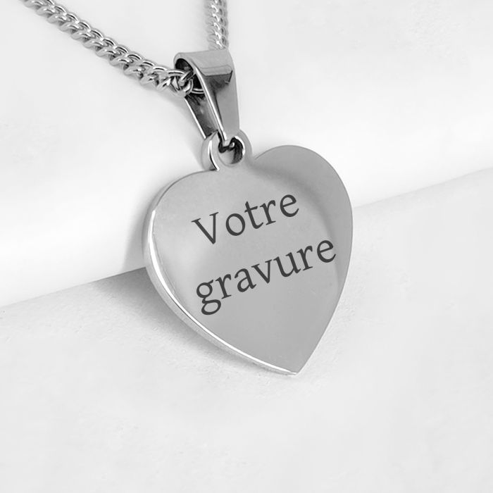 Pendentif Cœur En Argent Recto Verso - Occasion, Couleur Argenté, à Personnaliser Ou Offrir