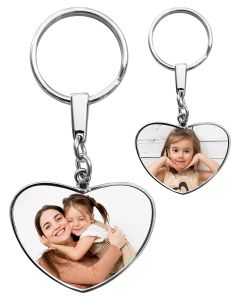 Porte-clés photo grand coeur recto verso