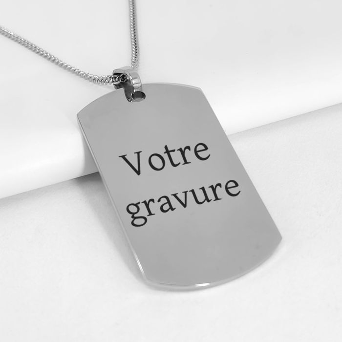 Pendentif Plaque Militaire Argent Pendentif Plaque Militaire Gravé