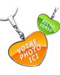 Porte-clés photo grand coeur recto verso - on