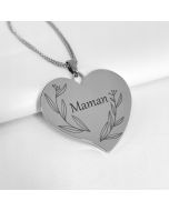 Pendentif gravé grand cœur