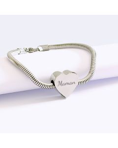 Bracelet gravé charms coeur