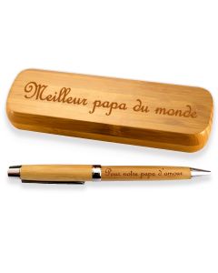 Coffret bambou personnalise stylo gravé - off
