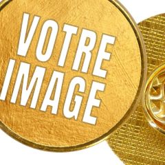 Pin's photo personnalisé rond doré