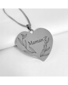 Pendentif gravé grand cœur