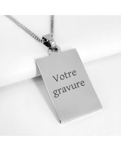 Pendentif gravé métal rectangulaire