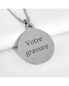 Pendentif gravé métal rond 27mm