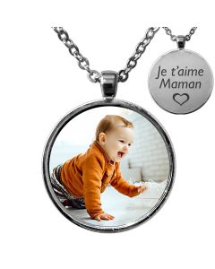 Pendentif personnalisé médaille photo et gravure