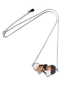 Pendentif photo double cœur sur chaîne - off