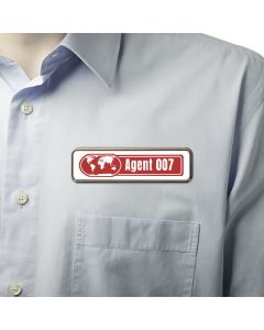 Badge d'identification métallique rectangulaire 71 x 21 mm