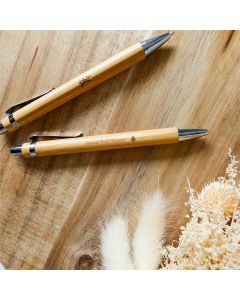 Parure gravée bambou stylo-bille porte-mine