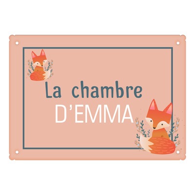 plaque de chambre enfant prenom dessin renard