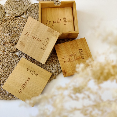 dessous de verre bambou personnalisé cadeau cremaillère