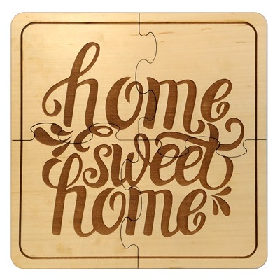 puzzle bambou personnalise sous-verre et decoration murale home sweet home