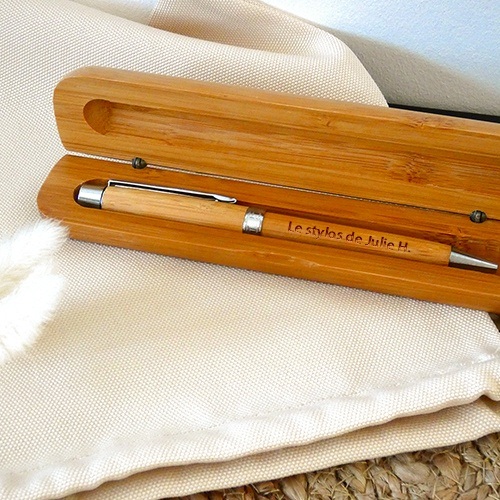 Coffret stylo bambou personnalisé idée cadeau