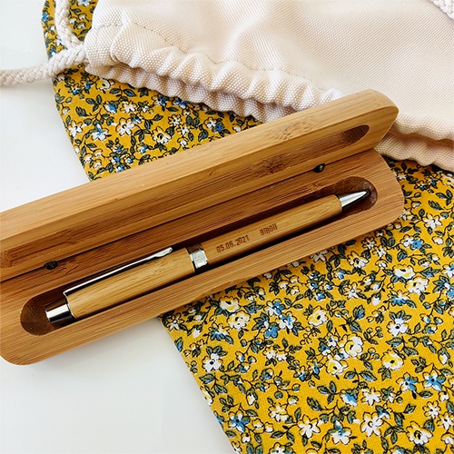 coffret bambou deux stylo personnalisés bois message gravé